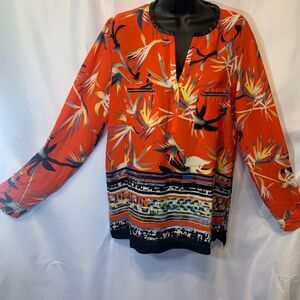 Rafella Orange Graphic Studio Top